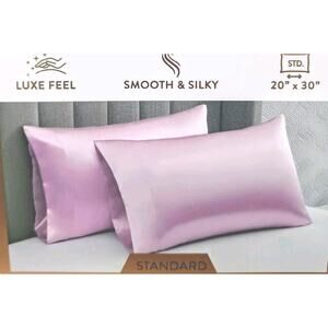 2 Pc Sunday Linens SATIN Bed Pillowcases PINK Silky Smooth Hair COMFORT Luxe NEW